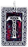 Celtic Letter "T" Pewter Pendant Necklace