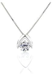 Omega Dancing Diamond 1 Carat 6.5 mm Swarovski Pure Brilliance CZ Pendant on a Sterling Silver Chain