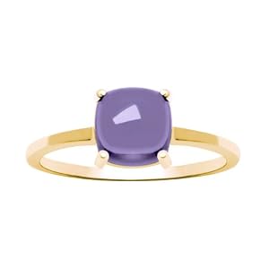 10k Yellow Gold Cushion Cabochon Amethyst Ring, Size 6 by