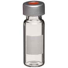Wheaton W225175-01 Borosilicate Glass Crimp Top E-Z Vial, with 0.002 Teflon/0.038 Red Rubber Lined 11mm Aluminum Seal, Clear/Natural (Case of 100)