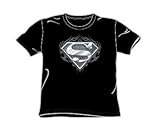 Superman - Biker Metal Youth T-Shirt In Black, Size: Large (14-16), Color: Black