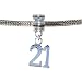 21st Dangle Slide-on. Slide-off Charm or Bead - Pandora Charm Bracelet Compatible