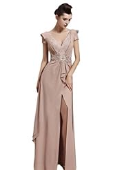 Chiffon/Taffeta/Tulle Crystal Sequined Crystals Lace Beaded Applique Short Sleeves Evening Dress/Quinceanera Dress 