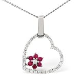 9ct Diamond & Ruby Heart Pendant