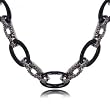 Onyx and Marcasite Bold Link Necklace in Sterling Silver