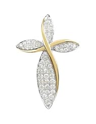 CleverEves 14K Yellow Gold White Gold 26.81X17.82 mm 3 8 Ct Tw Diamond Cross