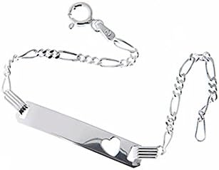 Sterling Silver Kids ID Heart Bracelet 6"