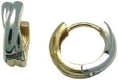 Reversible Spun Two-Tone 14K Yellow & White Gold Huggie Earrings