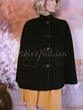 $1995 New DONNA KARAN Cozy Black Wool Twill Cape Coat M