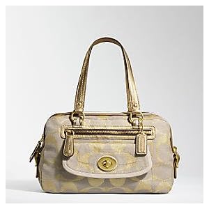 NEW AUTHENTIC COACH BONNIE LINEN LUREX METALLIC GOLD SATCHEL