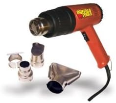 New Buffalo (BFOPS07343) Electric Heat Gun, 12.5 Amp Motor, 1500 Watts, with Two Heat Settings, 707 F and 923 F, 4 Nozzles