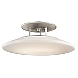 IMAGE OF Kichler Lighting 10898NI Ara 1-Light Fluorescent Semi-Flush Ceiling Light, Brushed Nickel with Matte White Acrylic Glass
