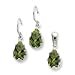 Sterling Silver Olivine CZ Earrings and Pendant title=