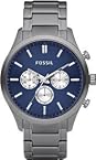 Fossil Walter Plated Stainless Steel Watch - Grey with Blue