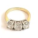 18ct Yellow Gold 2.38ct 3 Stone Diamond Trilogy Ring