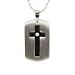 Stainless Steel Cubic Zirconia & Cross Design Dog Tag Pendant Necklace