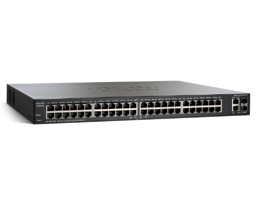 Cisco SF200-48P Switch 48 10/100 Ports, Smart Switch, PoE, 2 Combo Mini-GBIC Ports, PoE, Warranty, One Year Tech Support - SLM248PTNA