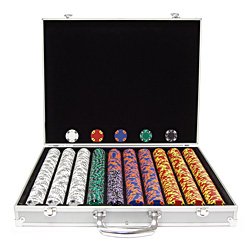 14g Tri-Color Ace/King Suited Poker Set with Aluminum Case: 1,000 Chips