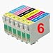 1 Full Set : 6 High Capacity Compatible Ink Cartridges Multipack T0807 - T0801 T0802 T0803 T0804 T0805 T0806 for Epson Stylus R265 R360 R285 RX560 RX585 RX685 P50 PX650 PX700W PX710W PX800FW PX810FW Printers