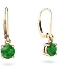 Genuine Emerald 14kt Yellow Gold Lever Back Earrings