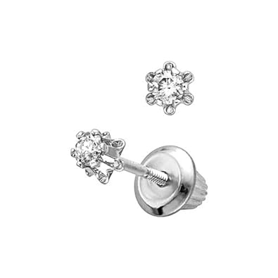 Cheap Girls Jewelry Childs 1/12 ct. tw. Diamond Earrings in 14K White Gold For Sale