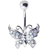 Aurora JEWELED BUTTERFLY Banana Belly Ring