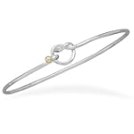 SAVE $23.01 - 14K Yellow Gold/Rhodium Over Sterling Silver Love Knot Hook Bangle,7/8 in wide,2 3/4 in dia $28.99