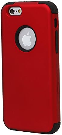Electrovic Sweet and Candy-coated PC plus Silicone 3 in 1 Hybrid Case for iPhone6-Titanium Red + Black