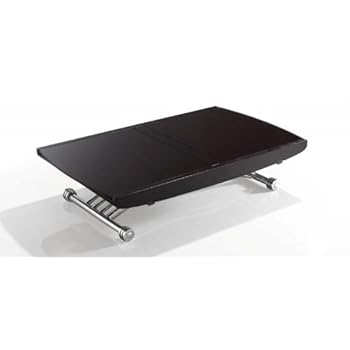 Table basse LIFT GLASS café relevable extensible en table repas 10 couverts.