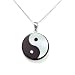 Sterling Silver Charcoal Chinese Jade Yin Yang Disc Pendant