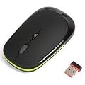 TOPDIGI 3500K Wireless Slimline USB Mouse For Laptops/Desktop PC XP/Vista/Windows 7 - BLACK in frosted surface