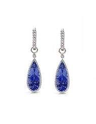 8.58Ct Sapphire & Diamond Dangling Hoop Pendant Earrings 18k