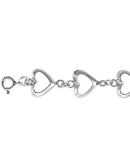 Sterling Silver Charm Bracelet w/ Cut-out Hearts