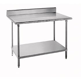 Advance Tabco 14-Gauge Stainless Steel Top - w/ Backsplash & Undershelf - Model KSS-244