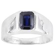 14K White Gold Man's Sapphire and Diamond Ring