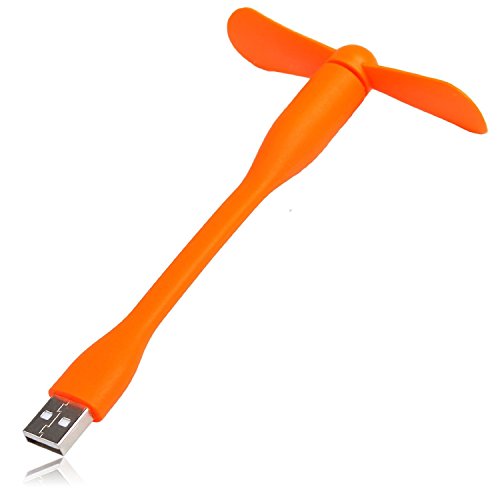 Techshowe Mini Breeze Mobile USB-Powered Fan, Cooling Bendable and Portable Quiet Fan for PC Laptop Notebook Tablet Power Bank (Orange)