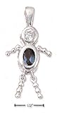 Sterling Silver December Bead Boy Charm With Blue CZ
