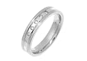 Fancy 9ct 4mm Flat Shaped White Gold, Shiney 5 Stones Diamond Set Wedding Band