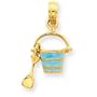 14k Aqua Enameled Beach Pail w/Shovel Pendant