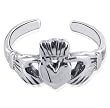 .925 Sterling Silver Polish Finish Toe Ring Irish Claddagh Toering