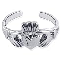 Silver Polish Finish Toe Ring Irish Claddagh Toering