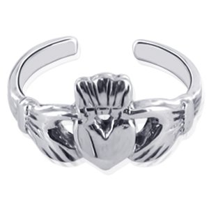 Sterling Silver Polish Finish Toe Ring Claddagh Toering