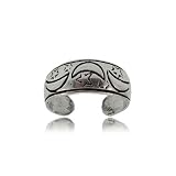 Sterling Silver Moon & Stars Toe Ring Antique Finish