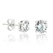 4mm .50ct CZ Round Cut Stud Earrings Set in .925 Sterling Silver Basket Setting