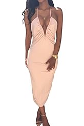 Sexy V-neck Cocktail Cotton Spaghetti Strap Backless Open-Back Plunging Neck Club Dress/Prom Dress/Party Dress 