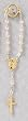 Rosary Lapel Pin with White Beads, Emblem and Cross - First Communion - MADE IN ITALY