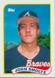 1989 Topps John Smoltz Rookie Baseball Card #382 - Shipped In Protective Display Case!