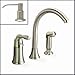 Read Brushed Nickel Single Handle Kitchen Faucet with Sprayer and Soap Pump Details Brushed Nickel Single Handle Kitchen Faucet with Sprayer and Soap Pump