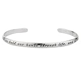 Sterling Silver "God Sends An Angel To Hold Our Hands Through Life, And He Names Her Mom" Cuff Bracelet