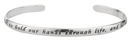 Sterling Silver “God Sends An Angel To Hold Our Hands Through Life, And He Names Her Mom” Cuff Bracelet